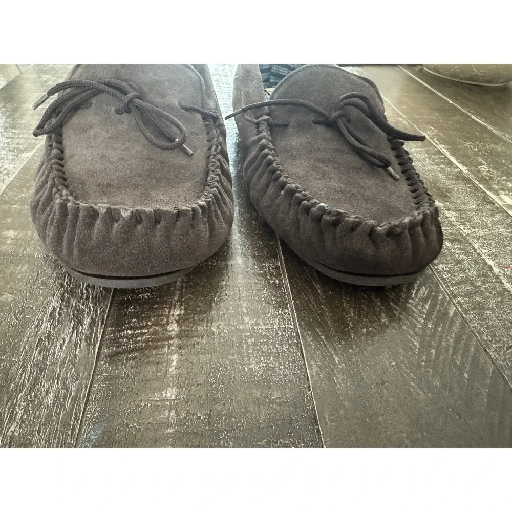 MOKKERS Men's Bruce Gray Suede Mocassin Slippers Size‎ 11 Gray Blue White Checks